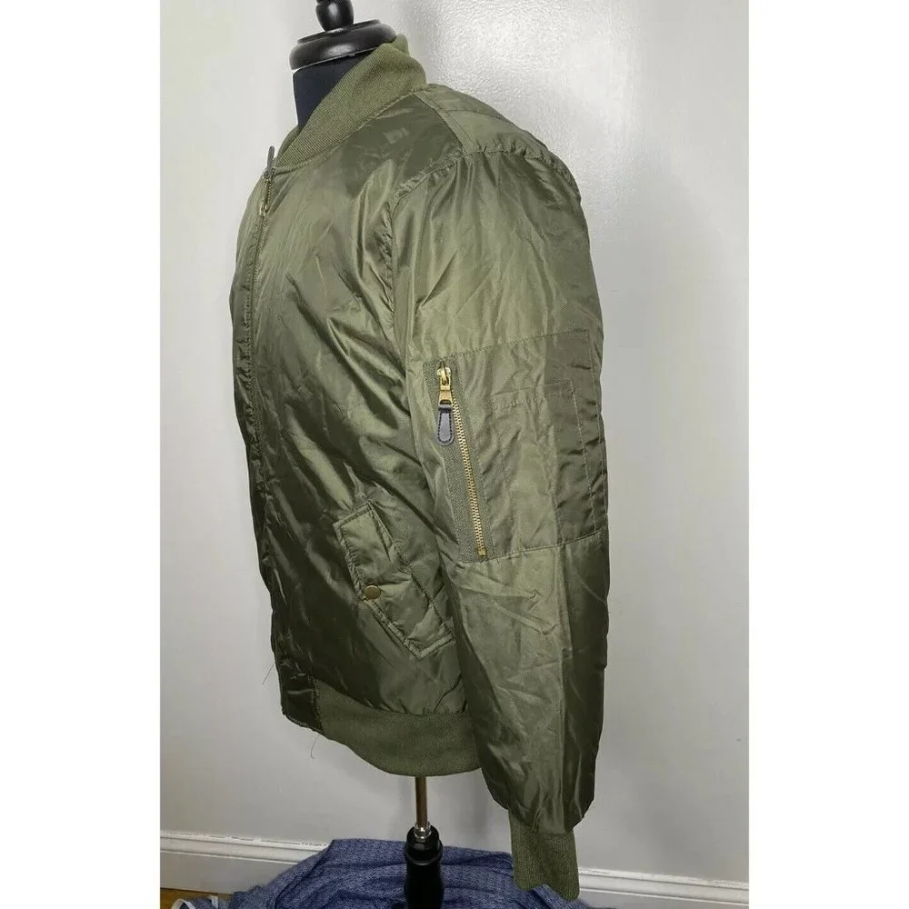 Yoki Outerwear Men's 1XL Olive Green Full‎ Zip Long Sleeve Insulated Jacket Coat